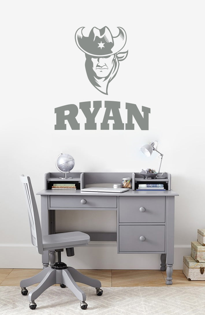 Cowboy personnalisé nom personnalisé sticker mural autocollant pochoir Silhouette ST411
