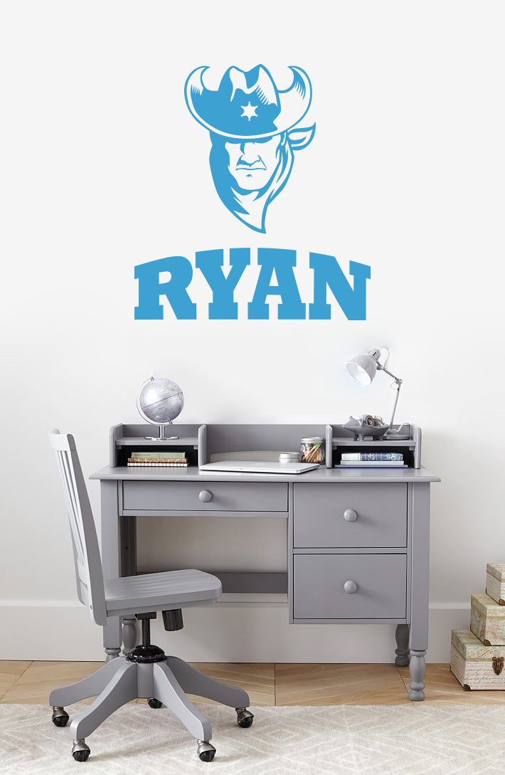 Cowboy personnalisé nom personnalisé sticker mural autocollant pochoir Silhouette ST411