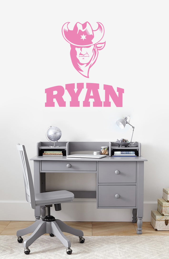 Cowboy personnalisé nom personnalisé sticker mural autocollant pochoir Silhouette ST411