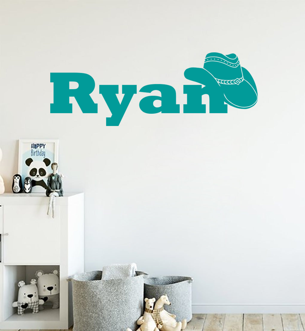Cowboy Personnalisé Custom Name Wall Sticker Decal Stencil Silhouette ST412