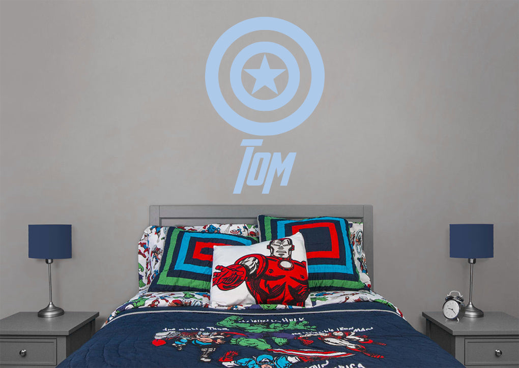Captain America Shield Superhero Personalized Wall Sticker Decal Stencil Silhouette ST420