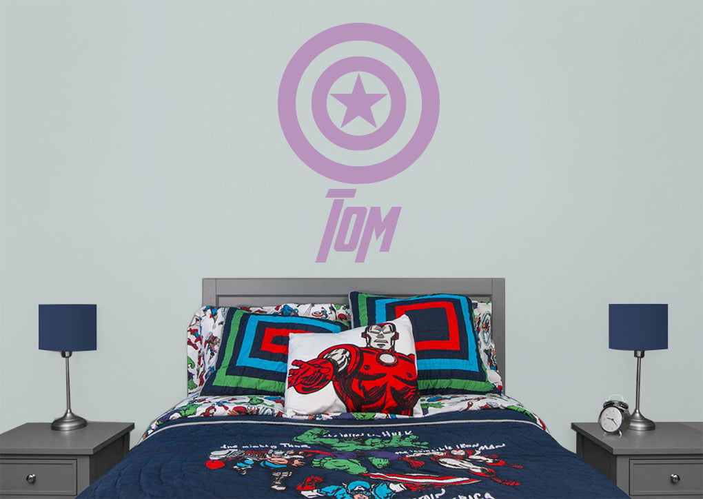 Captain America Shield Superhero Personalized Wall Sticker Decal Stencil Silhouette ST420