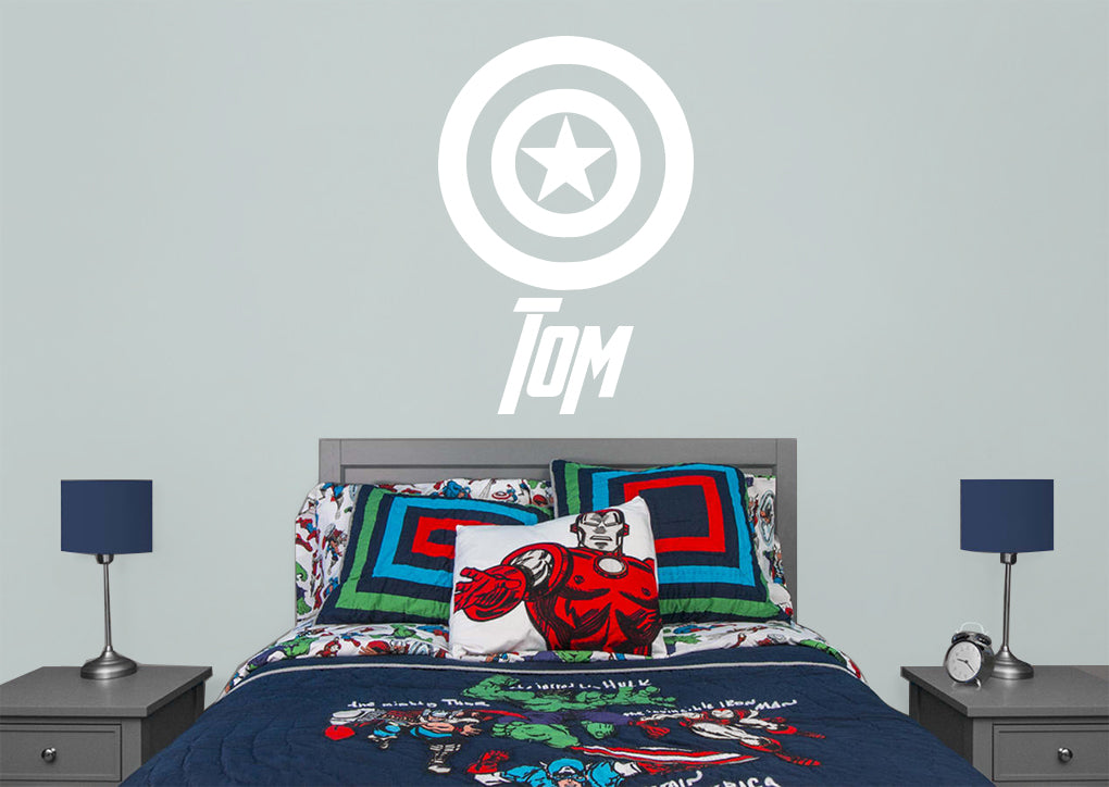 Captain America Shield Superhero Personalized Wall Sticker Decal Stencil Silhouette ST420