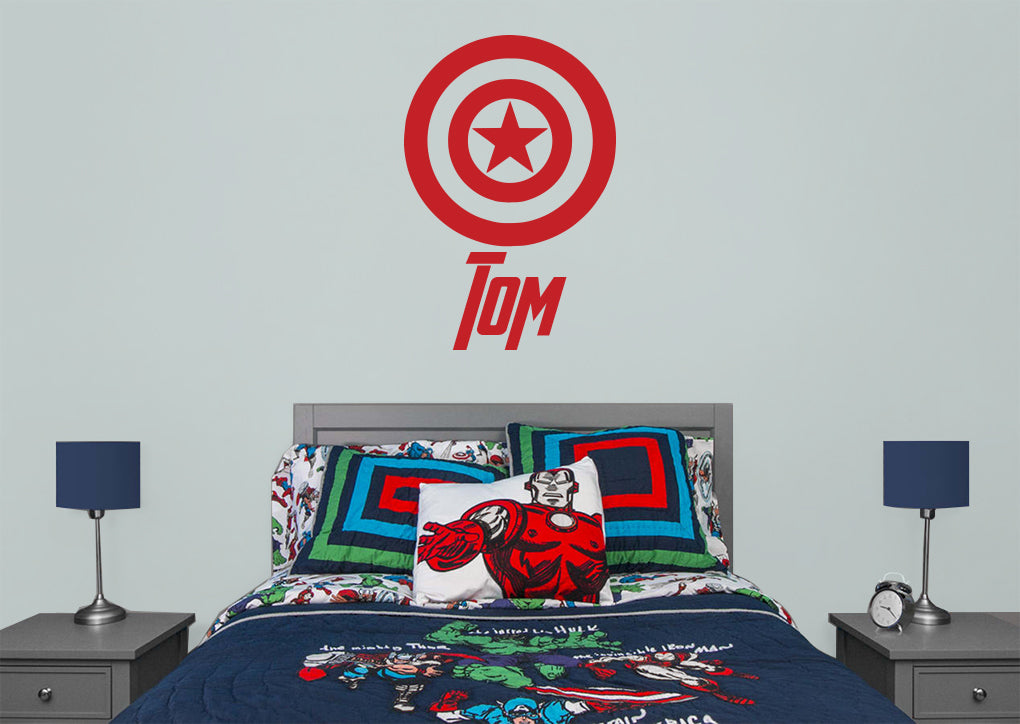 Captain America Shield Superhero Personalized Wall Sticker Decal Stencil Silhouette ST420