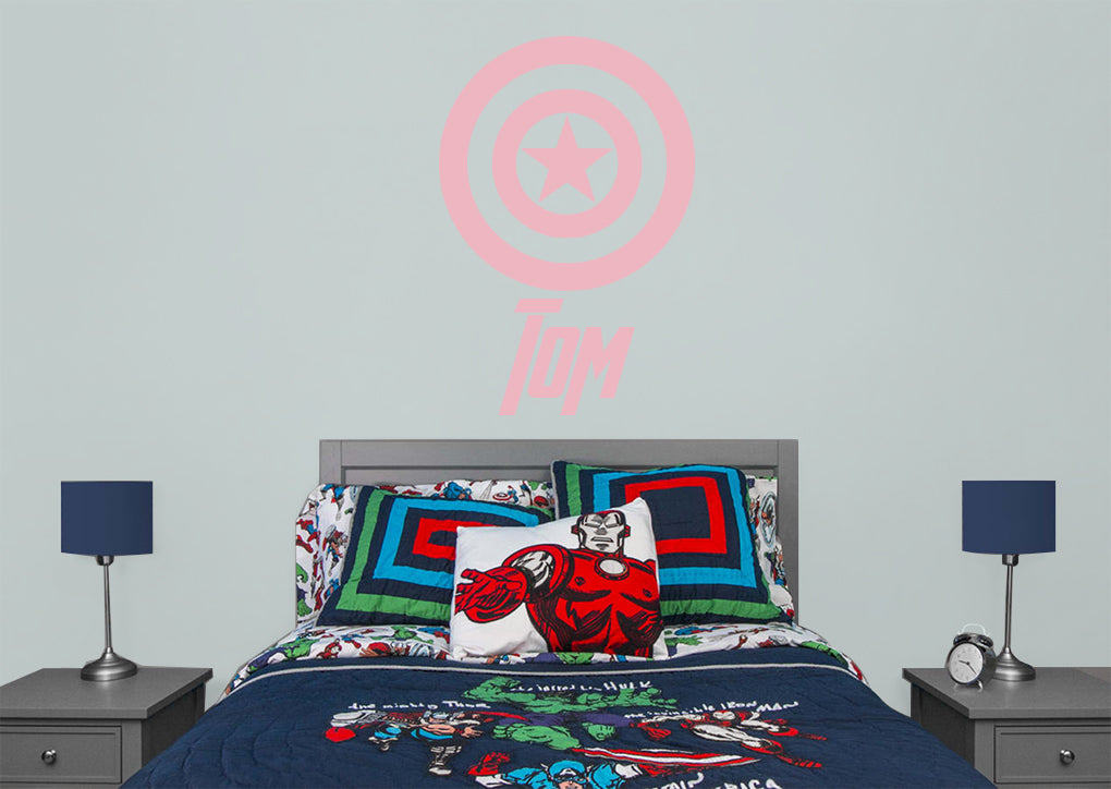 Captain America Shield Superhero Personalized Wall Sticker Decal Stencil Silhouette ST420