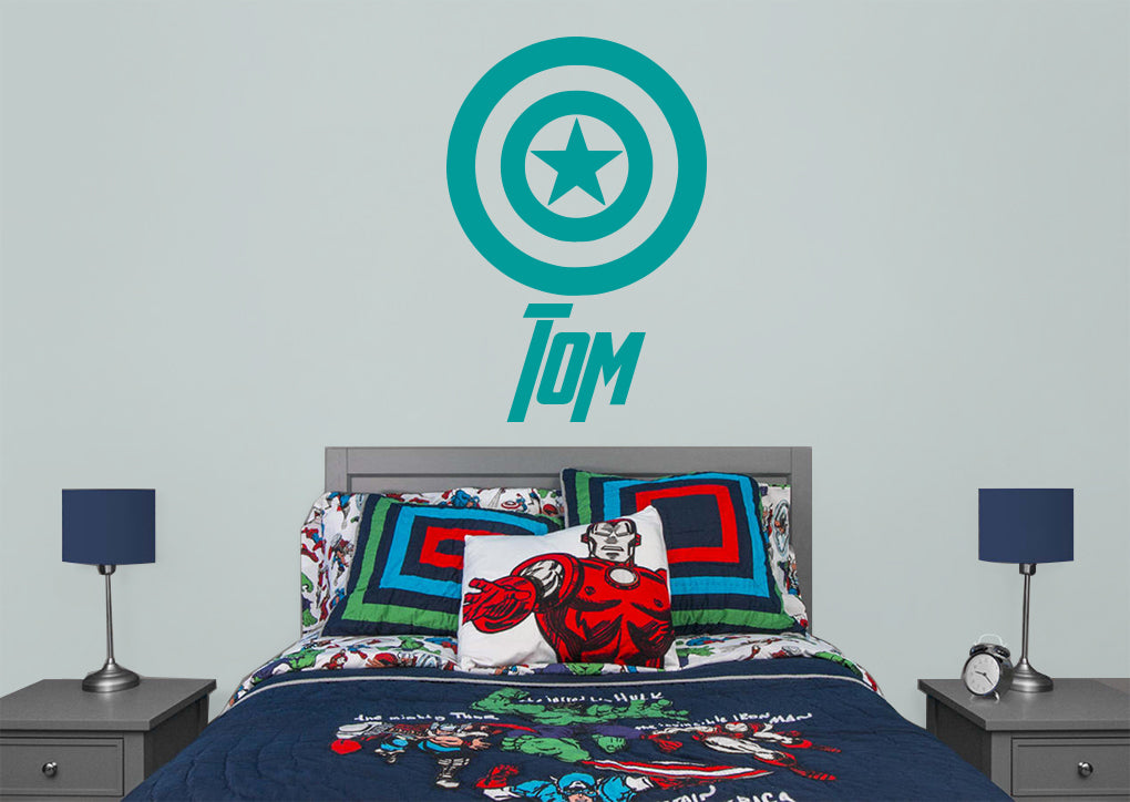 Captain America Shield Superhero Personalized Wall Sticker Decal Stencil Silhouette ST420