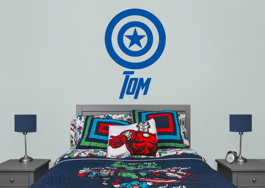 Captain America Shield Superhero Personalized Wall Sticker Decal Stencil Silhouette ST420