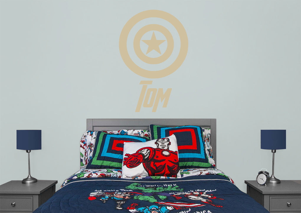 Captain America Shield Superhero Personalized Wall Sticker Decal Stencil Silhouette ST420