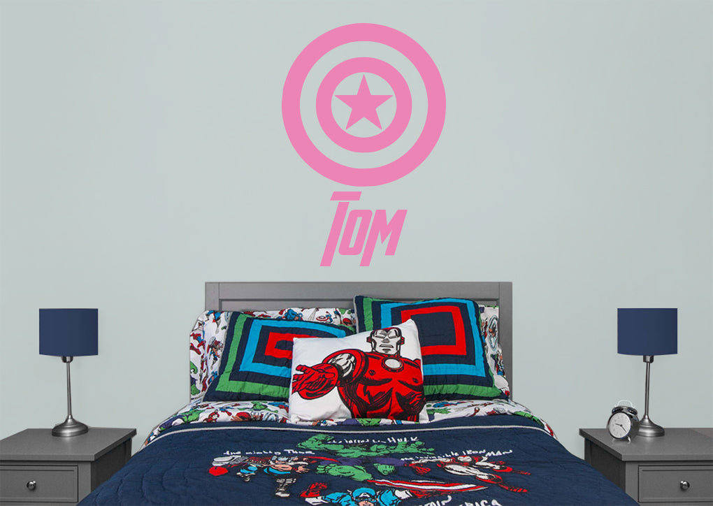 Captain America Shield Superhero Personalized Wall Sticker Decal Stencil Silhouette ST420