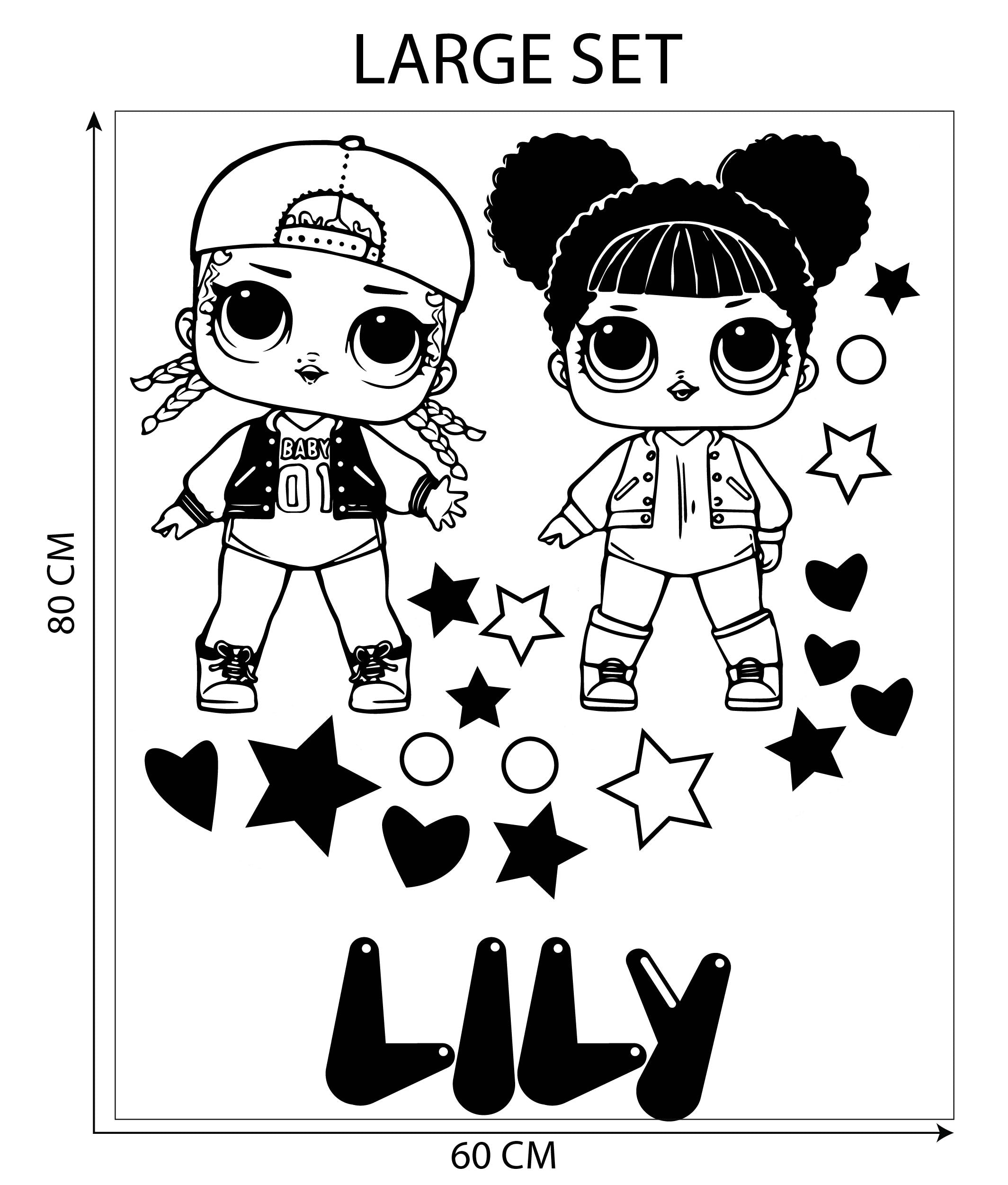 LOL SURPRISE Dolls Personalized Wall Sticker Decal Stencil Silhouette ST423
