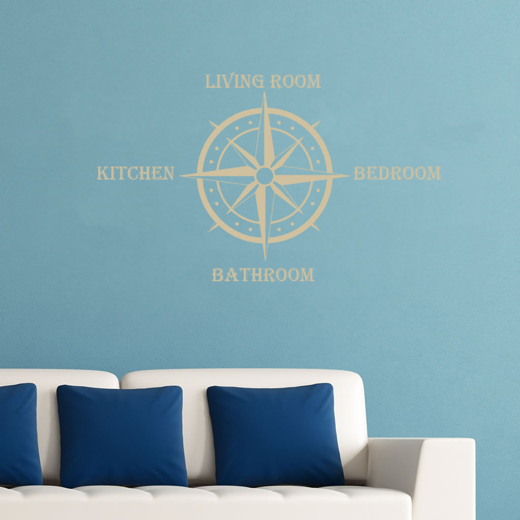 COMPASS Home Personalized Wall Sticker Decal Stencil Silhouette ST425