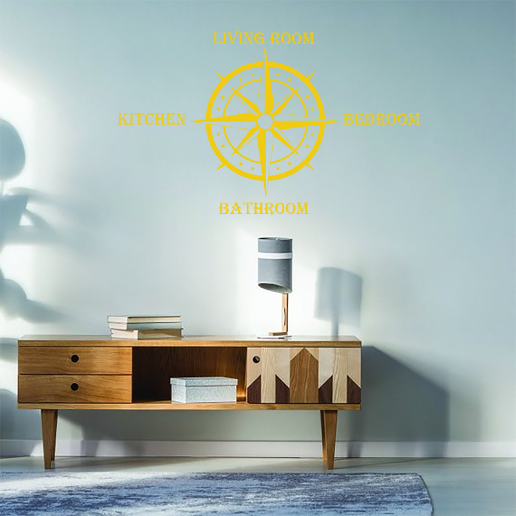 COMPASS Home Personalized Wall Sticker Decal Stencil Silhouette ST425
