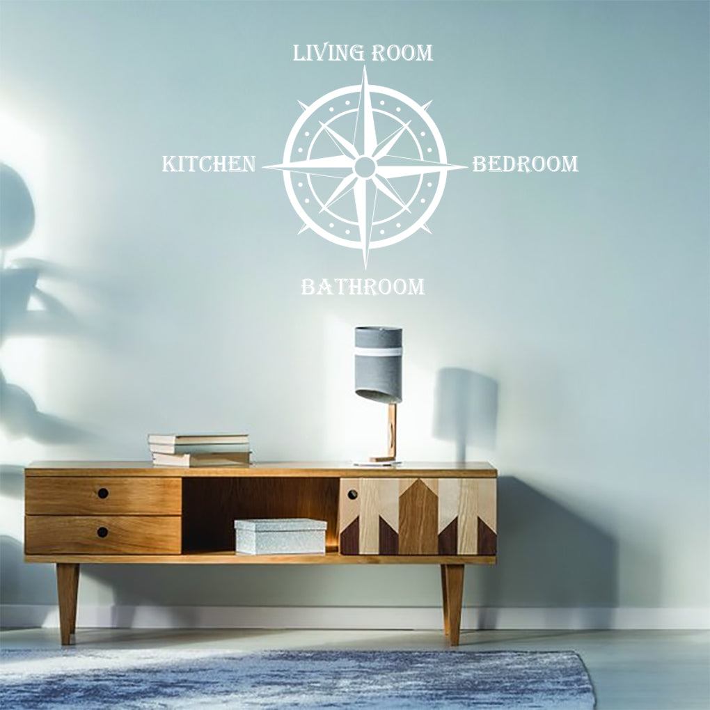COMPASS Home Personalized Wall Sticker Decal Stencil Silhouette ST425