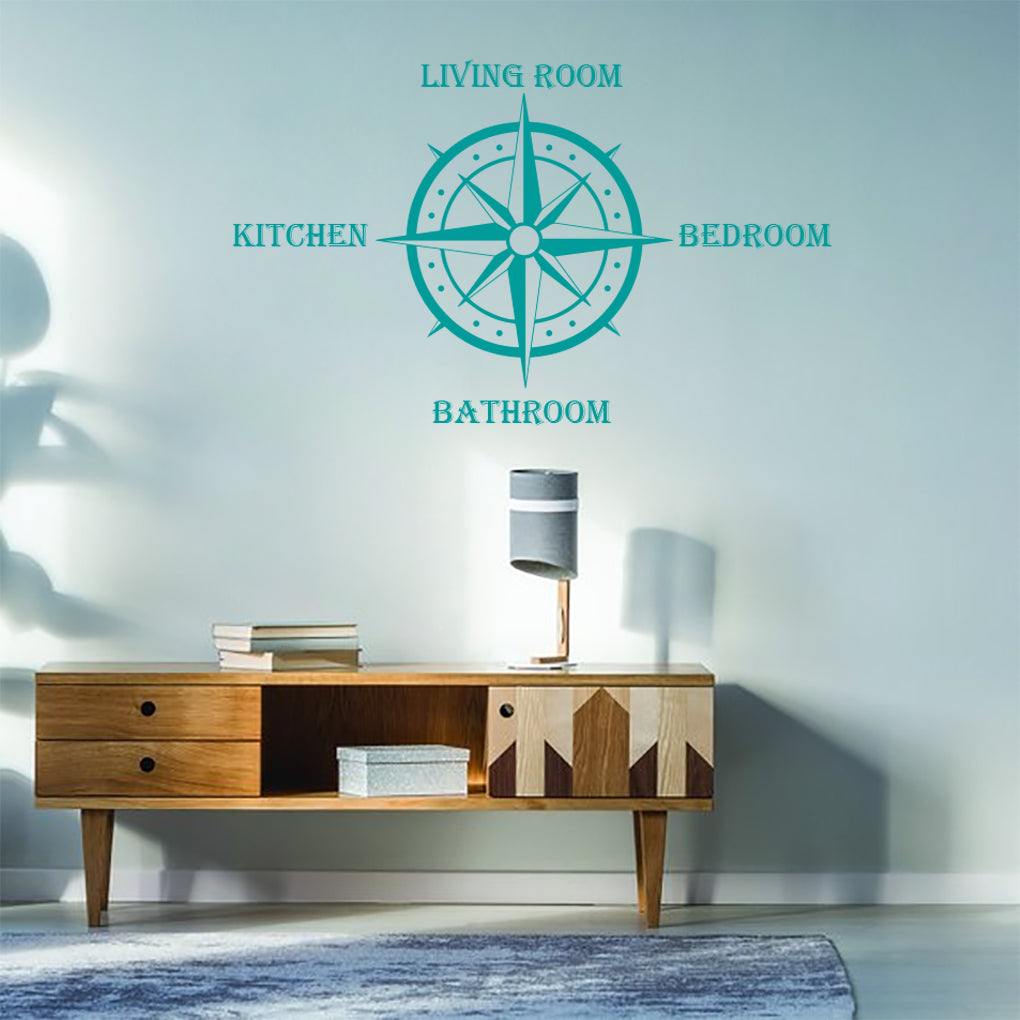 COMPASS Home Personalized Wall Sticker Decal Stencil Silhouette ST425