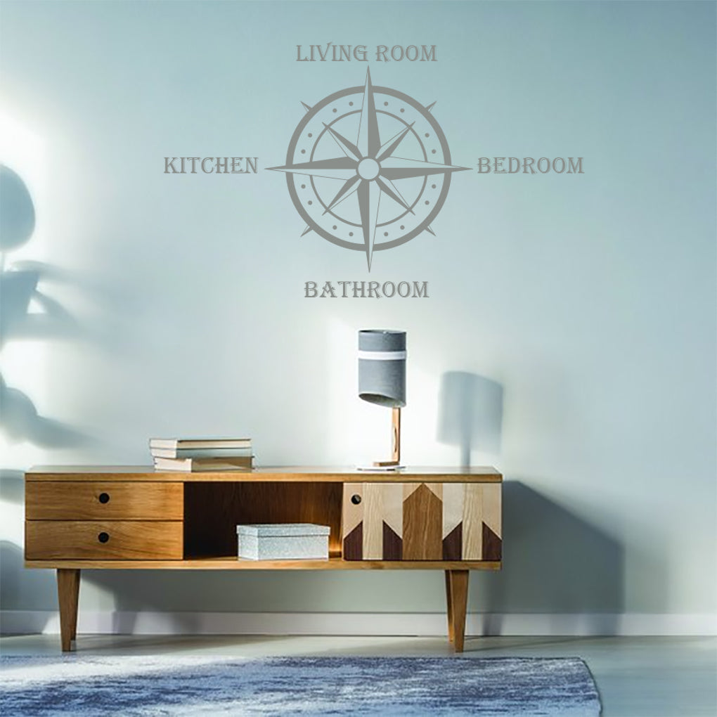 COMPASS Home Personalized Wall Sticker Decal Stencil Silhouette ST425