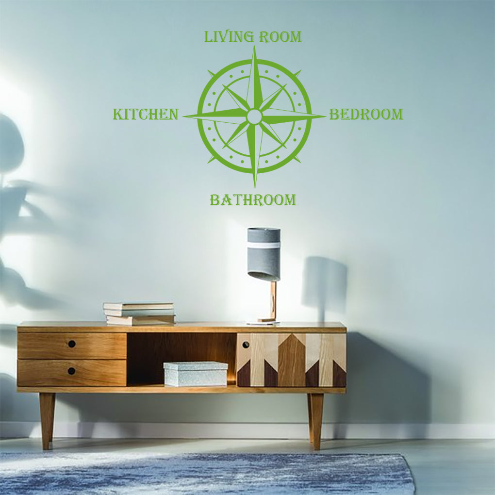 COMPASS Home Personalized Wall Sticker Decal Stencil Silhouette ST425