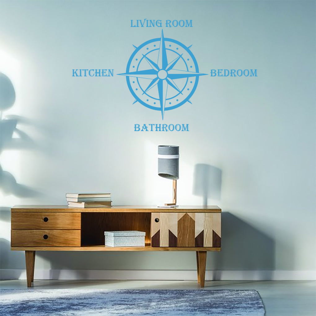 COMPASS Home Personalized Wall Sticker Decal Stencil Silhouette ST425
