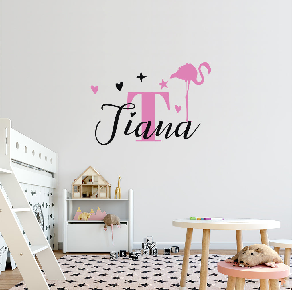 Personalized Flamingo Bi-Color Letters Wall Sticker Decal Stencil ST426