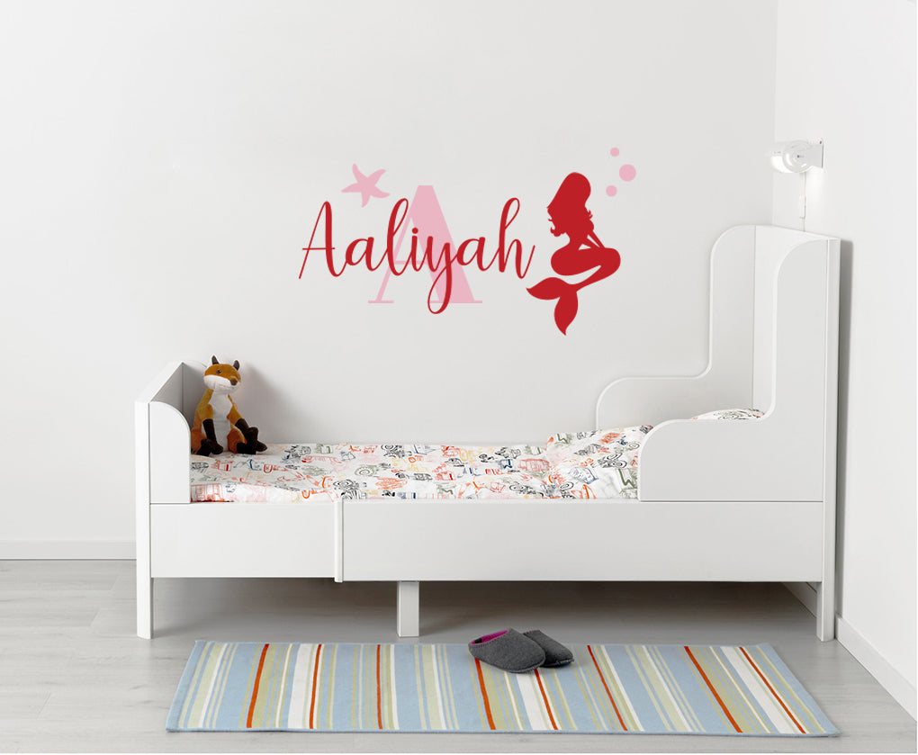 The Little Mermaid Personalized Bi-Color Letters Wall Sticker Décalque Pochoir ST427