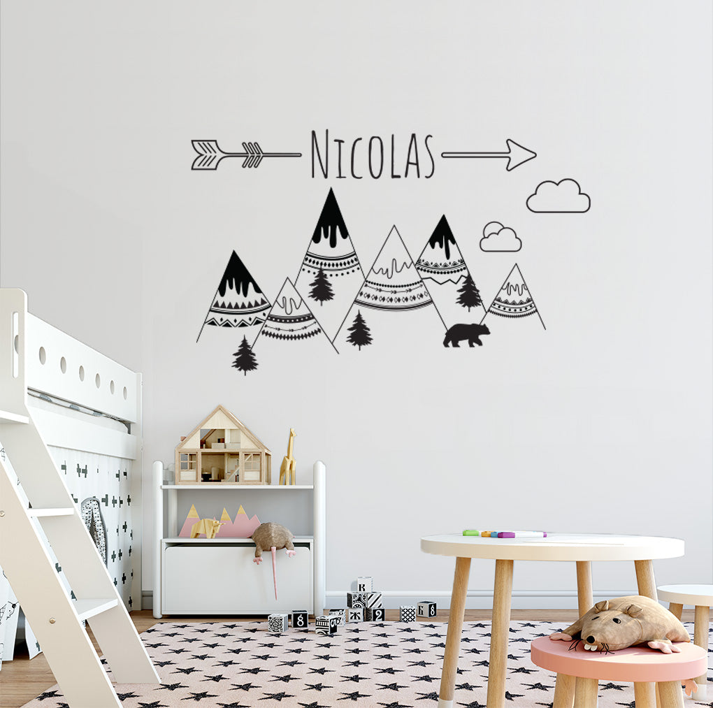 Indian Mountains Personalized Wall Sticker Decal Stencil Silhouette ST430