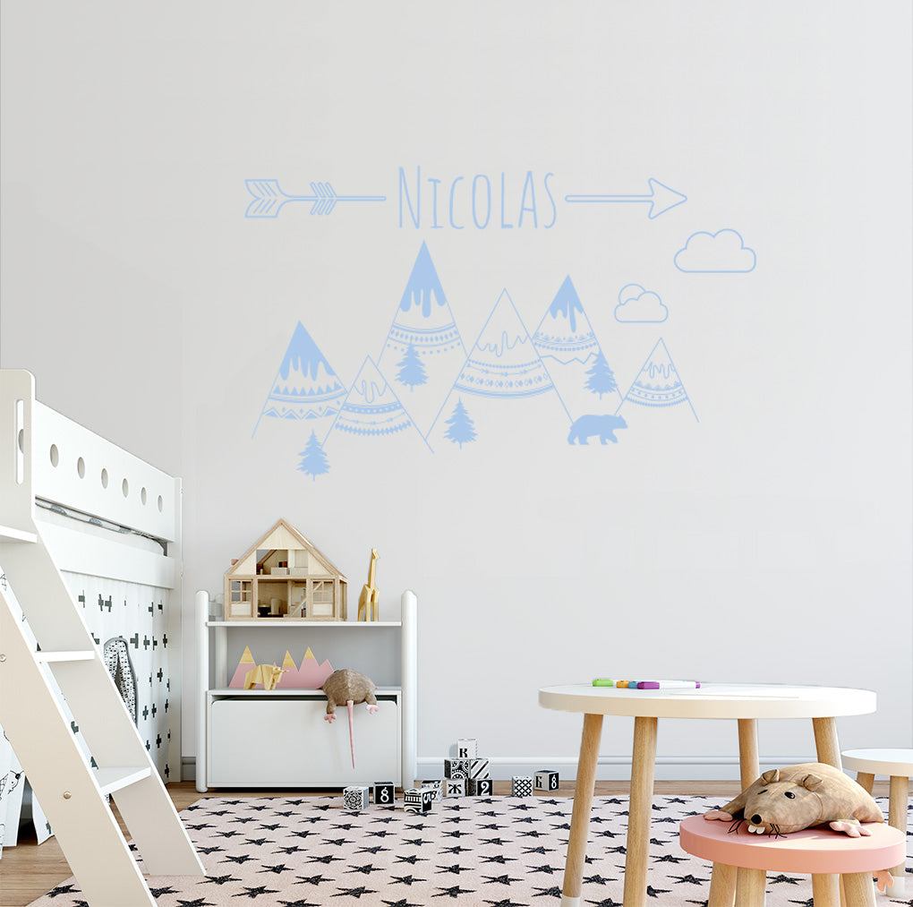 Indian Mountains Personalized Wall Sticker Decal Stencil Silhouette ST430
