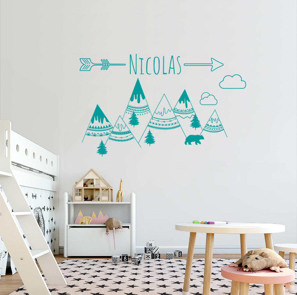 Indian Mountains Personalized Wall Sticker Decal Stencil Silhouette ST430