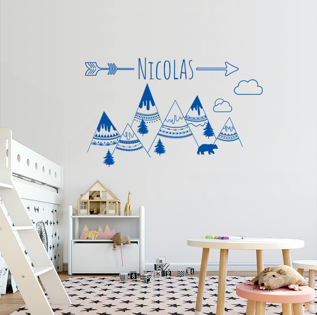 Indian Mountains Personalized Wall Sticker Decal Stencil Silhouette ST430
