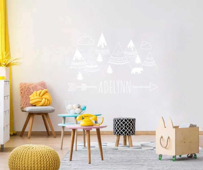 Indian Mountains Personalized Wall Sticker Decal Stencil Silhouette ST430