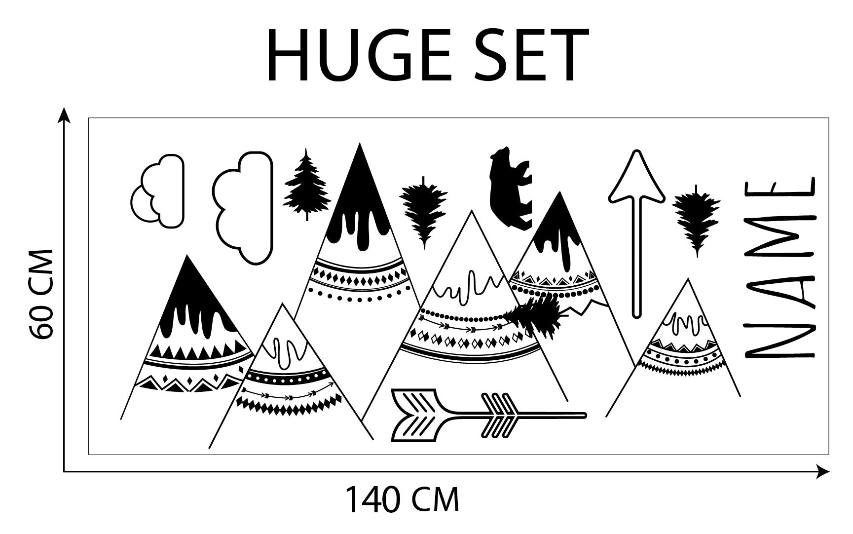 Indian Mountains Personalized Wall Sticker Decal Stencil Silhouette ST430