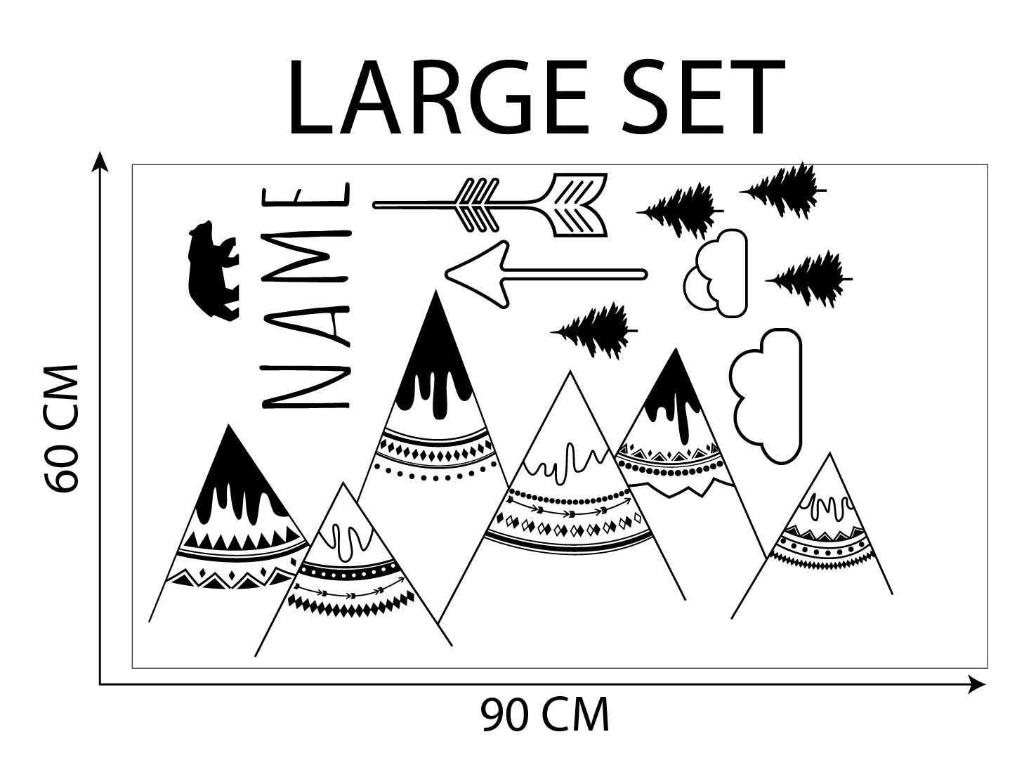 Indian Mountains Personalized Wall Sticker Decal Stencil Silhouette ST430
