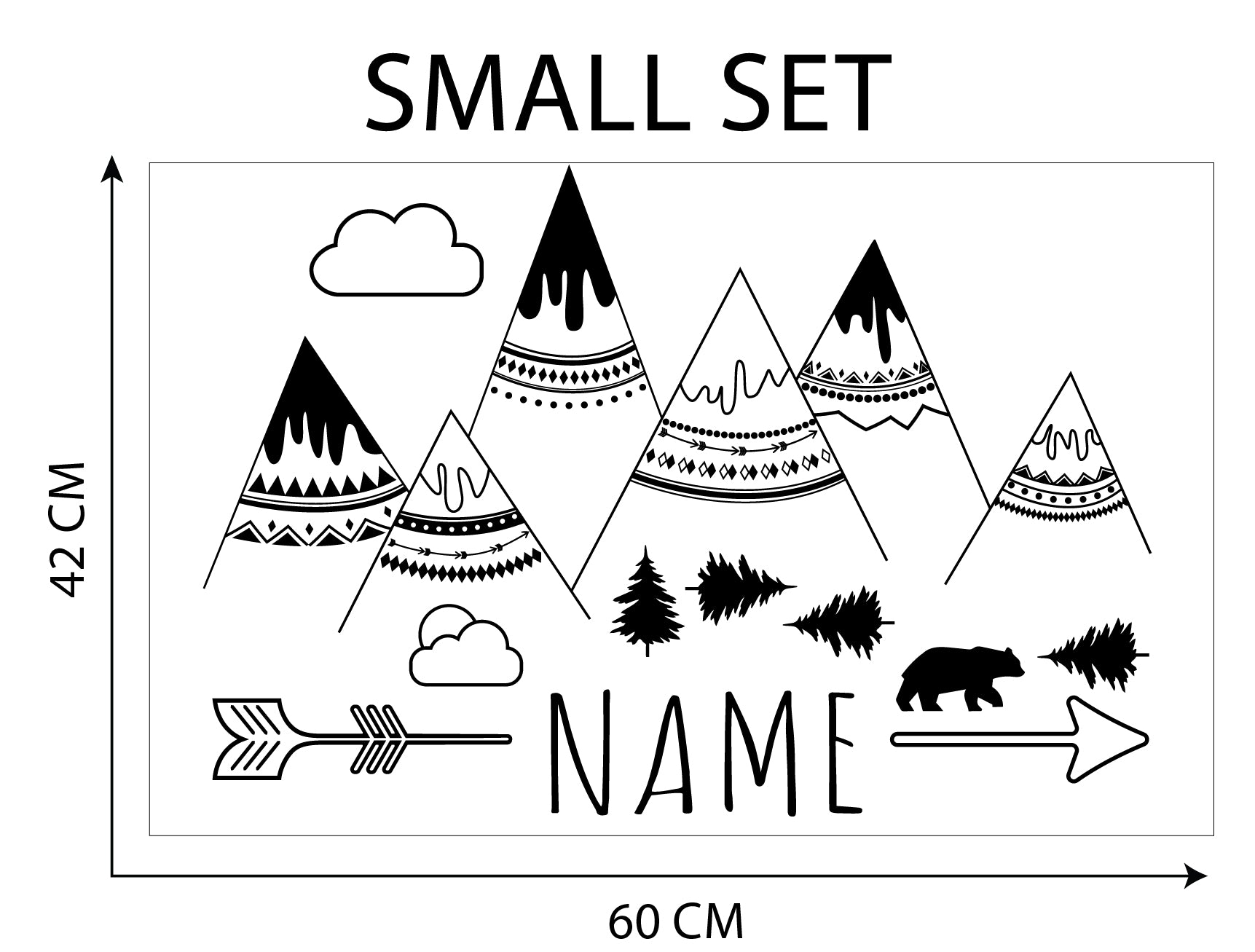Indian Mountains Personalized Wall Sticker Decal Stencil Silhouette ST430