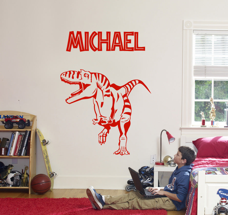 Kids DINOSAUR Personalized Wall Sticker Decal Stencil Silhouette ST45