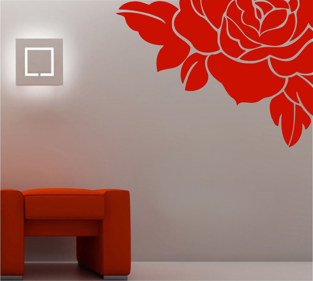 COIN ROSE Mur Autocollant Décalque Stencil Silhouette ST52