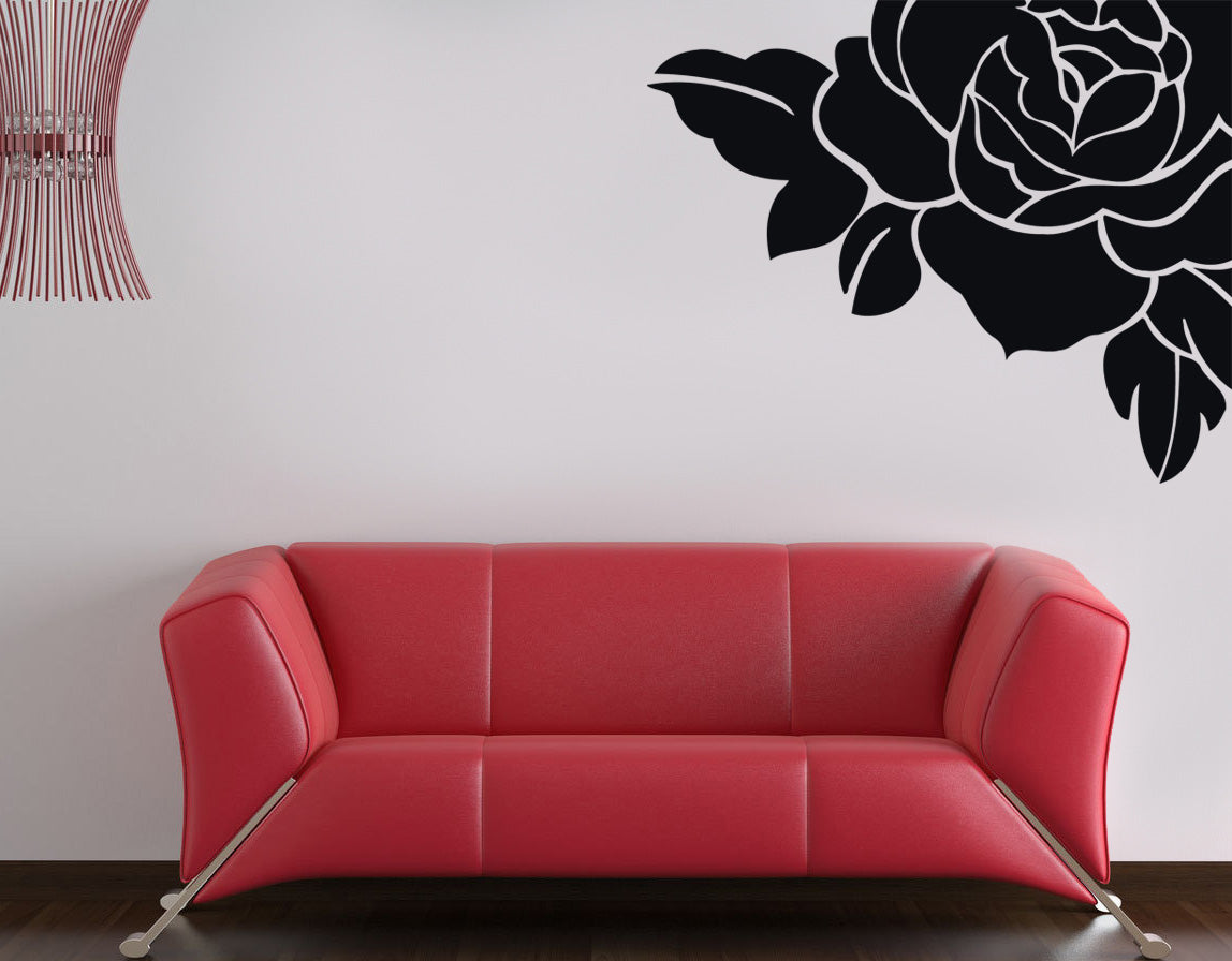 COIN ROSE Mur Autocollant Décalque Stencil Silhouette ST52