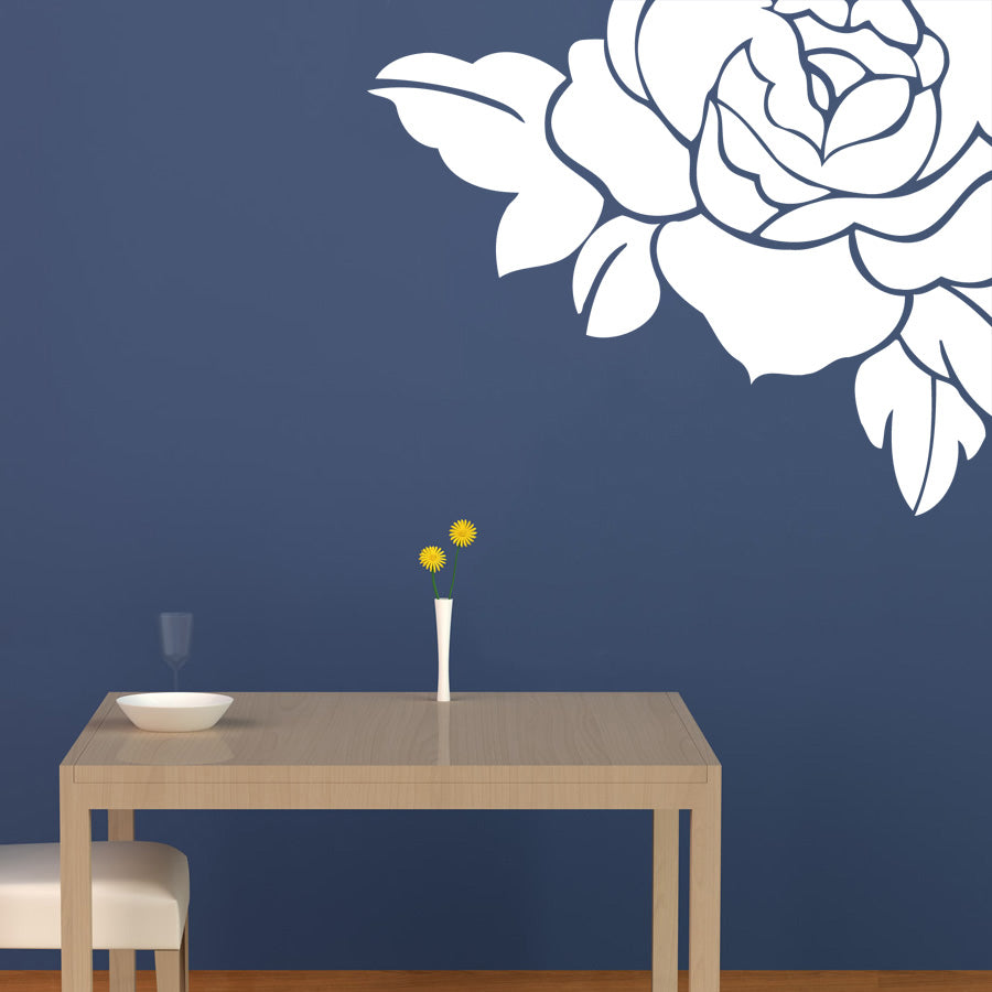 COIN ROSE Mur Autocollant Décalque Stencil Silhouette ST52