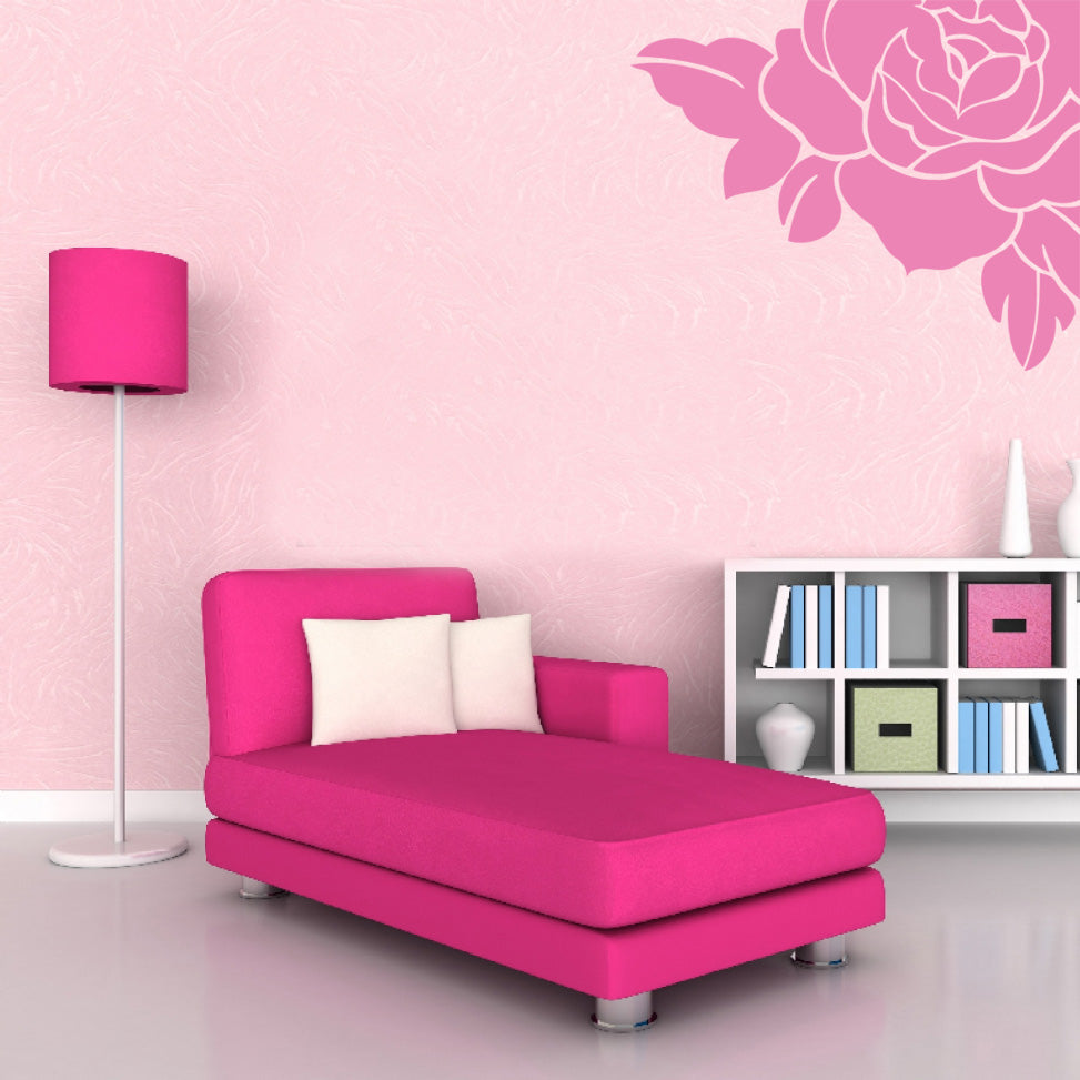 COIN ROSE Mur Autocollant Décalque Stencil Silhouette ST52