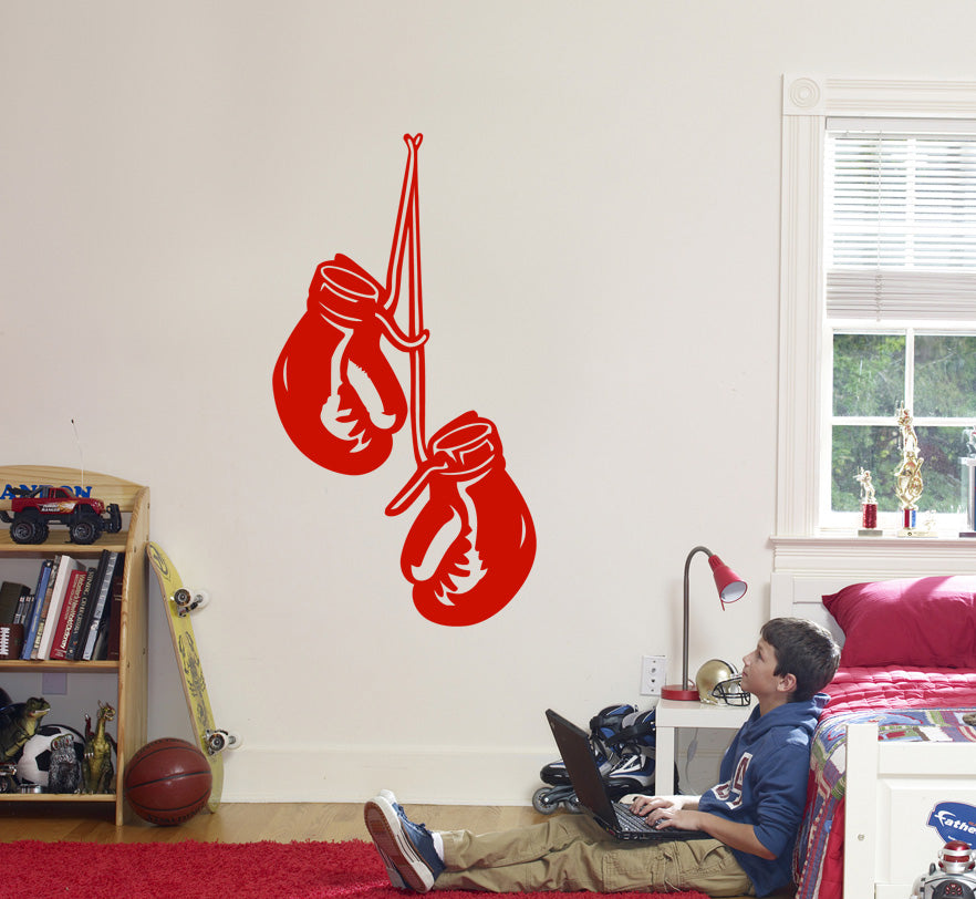 BOXING GLOVES HANGING Wall Sticker Decal Stencil Silhouette ST53