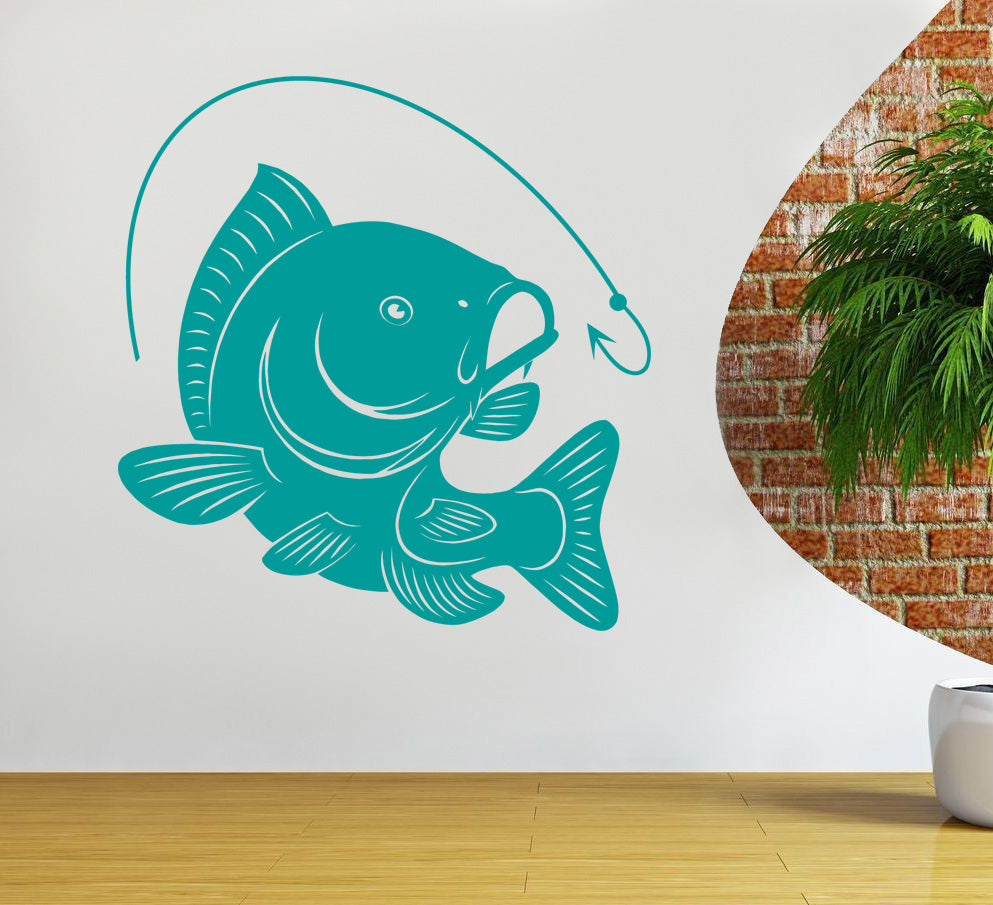 CARP FISHING Hook Wall Sticker Decal Stencil Silhouette ST55