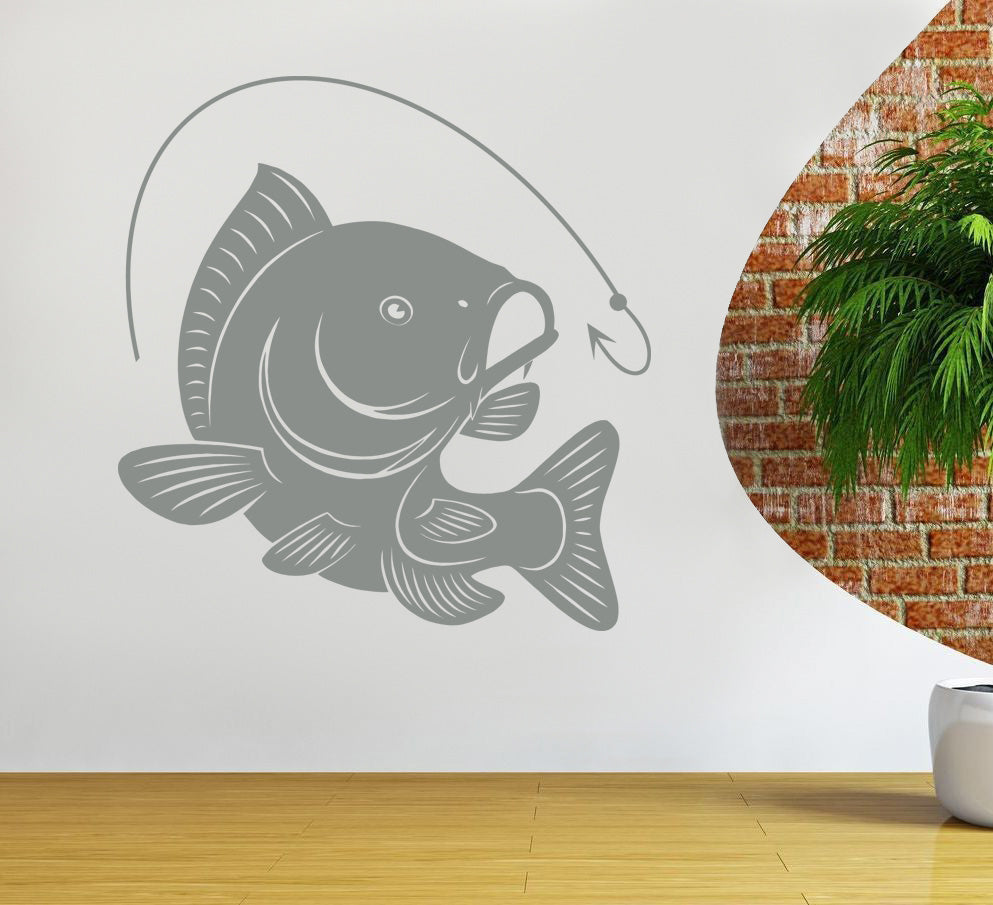 CARP FISHING Hook Wall Sticker Decal Stencil Silhouette ST55