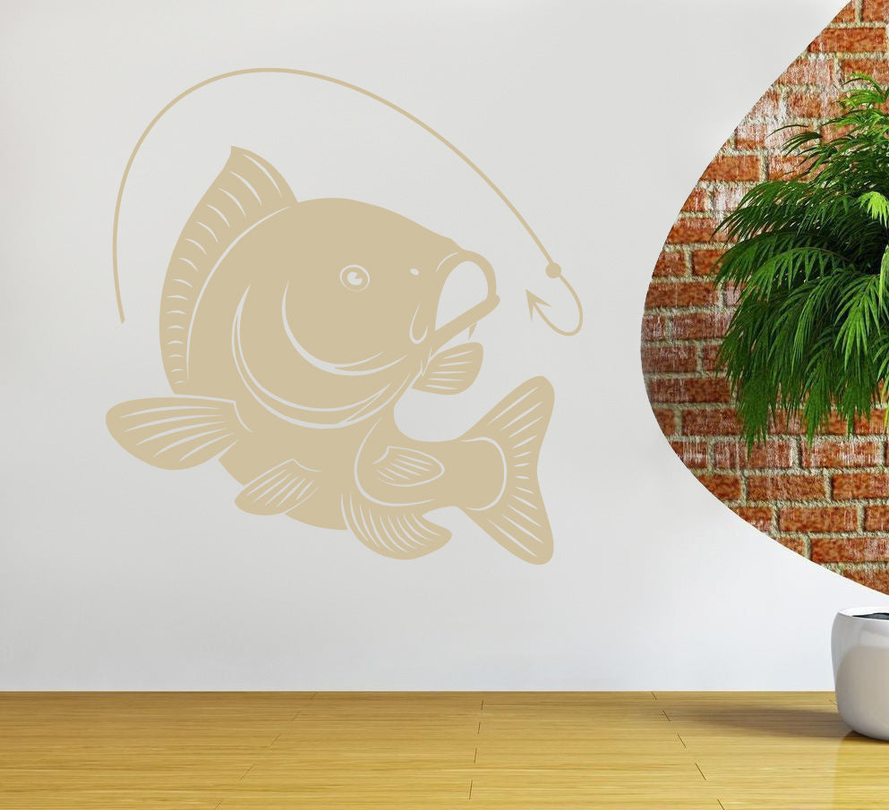 CARP FISHING Hook Wall Sticker Decal Stencil Silhouette ST55