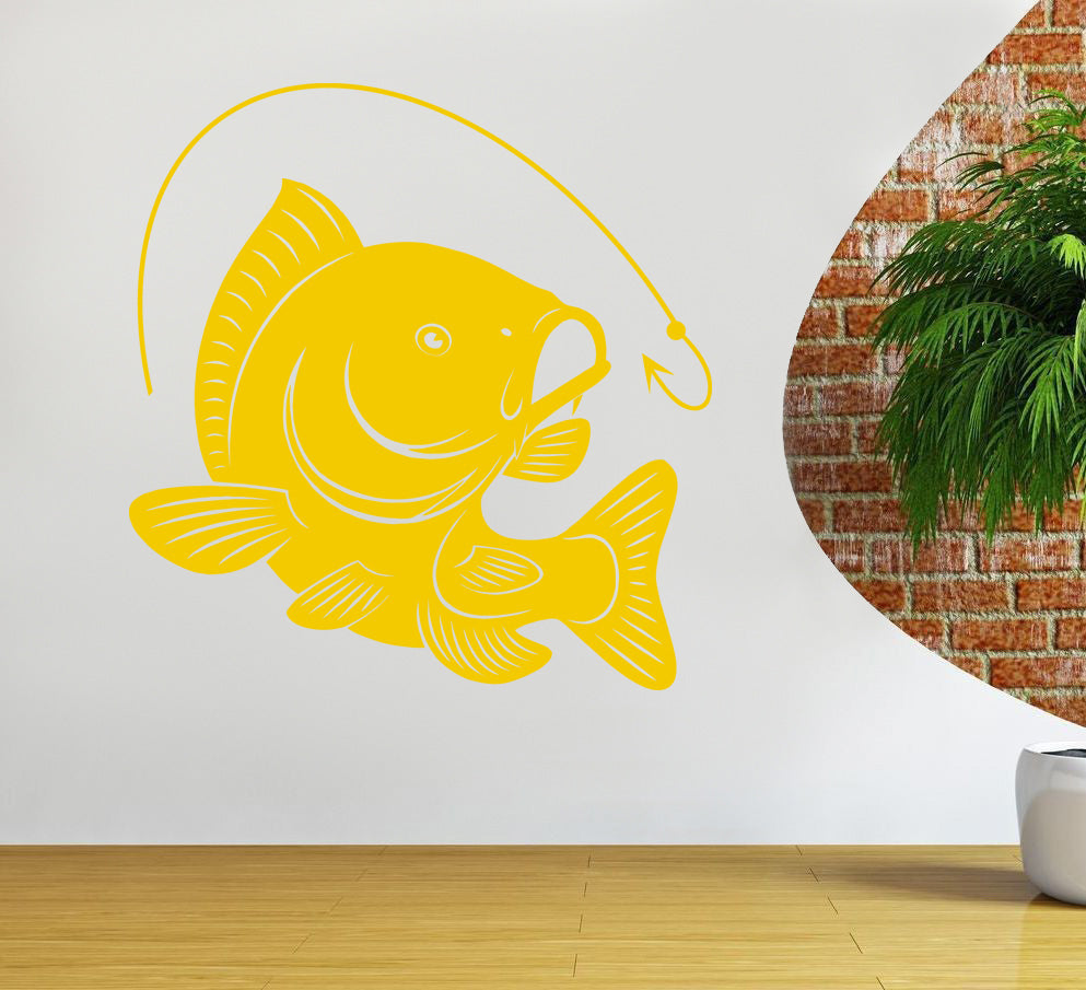 CARP FISHING Hook Wall Sticker Decal Stencil Silhouette ST55
