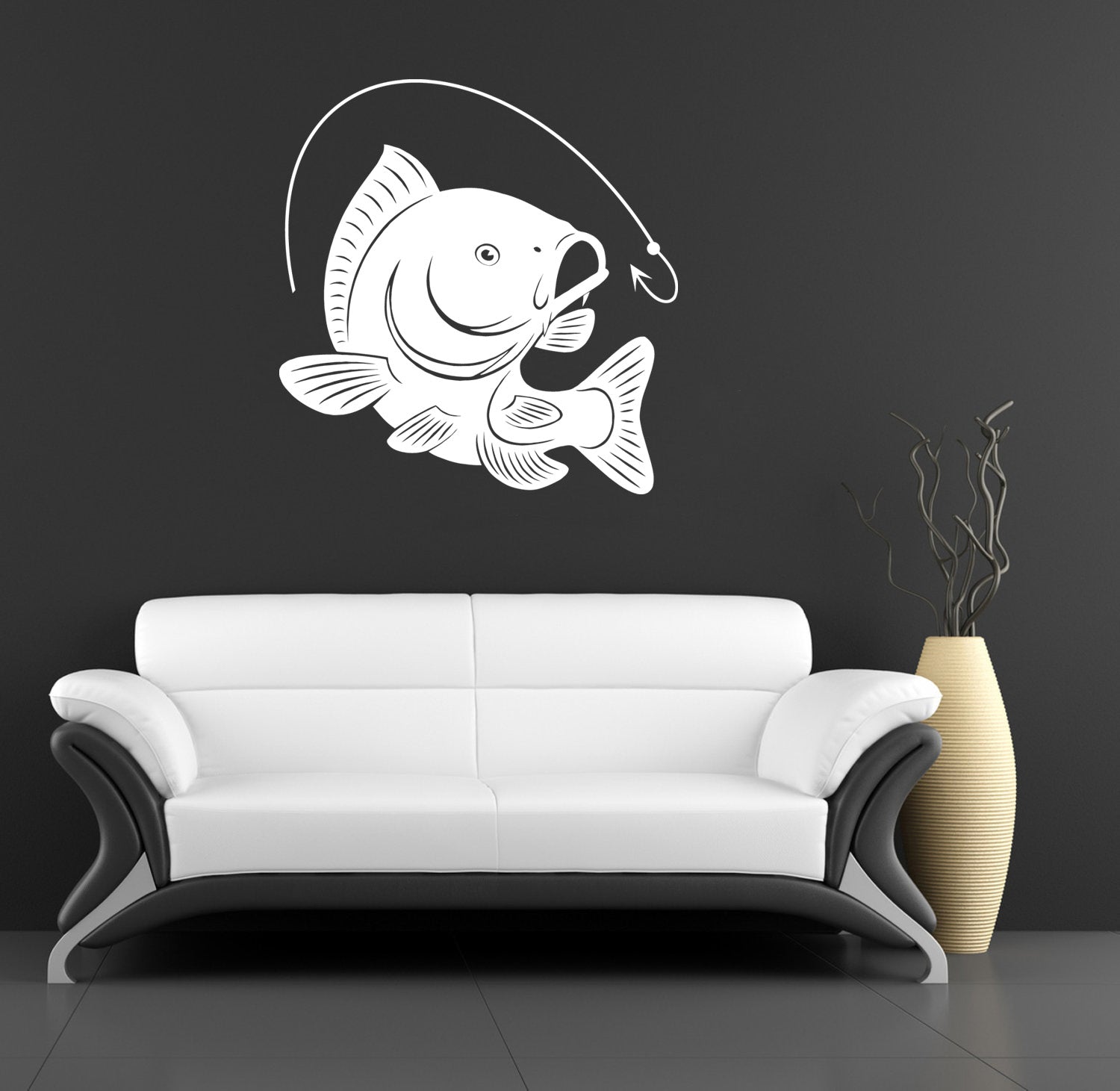 CARP FISHING Hook Wall Sticker Decal Stencil Silhouette ST55