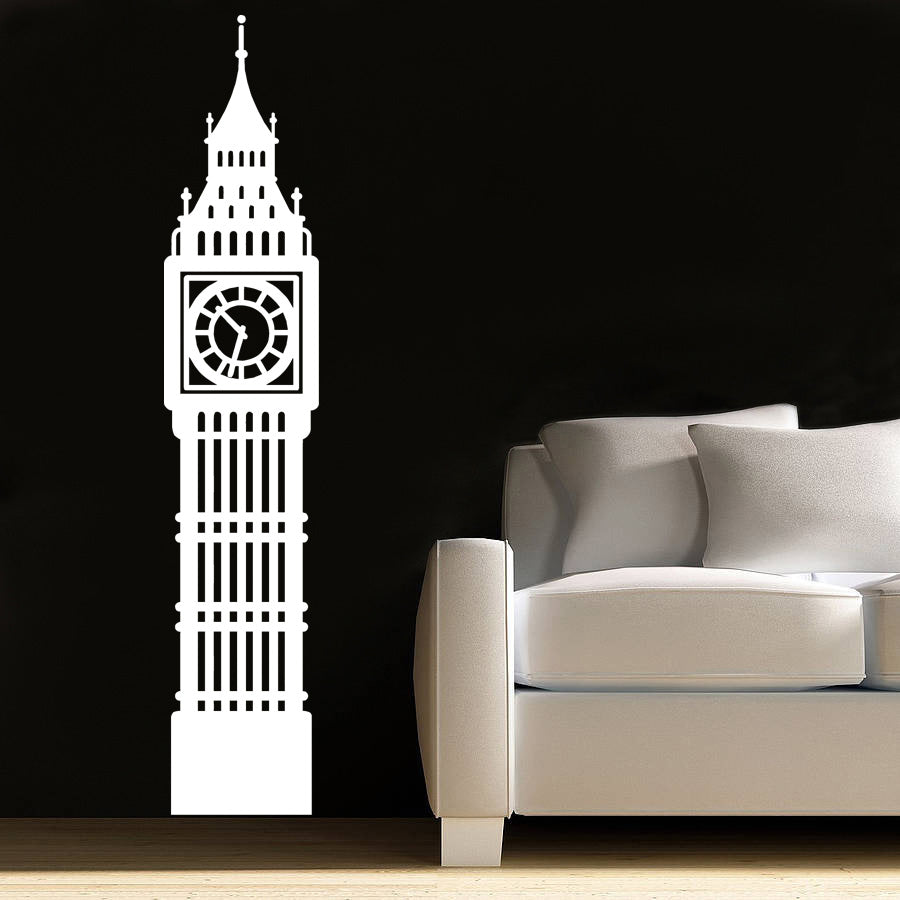 Clock Building Wall Sticker Decal Stencil Silhouette ST57