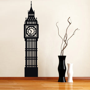 Clock Building Wall Sticker Decal Stencil Silhouette ST57