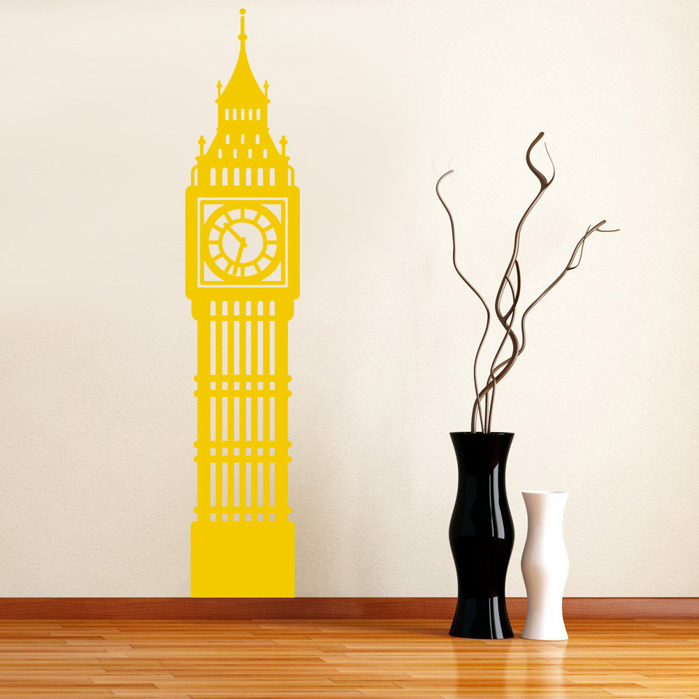 Clock Building Wall Sticker Decal Stencil Silhouette ST57