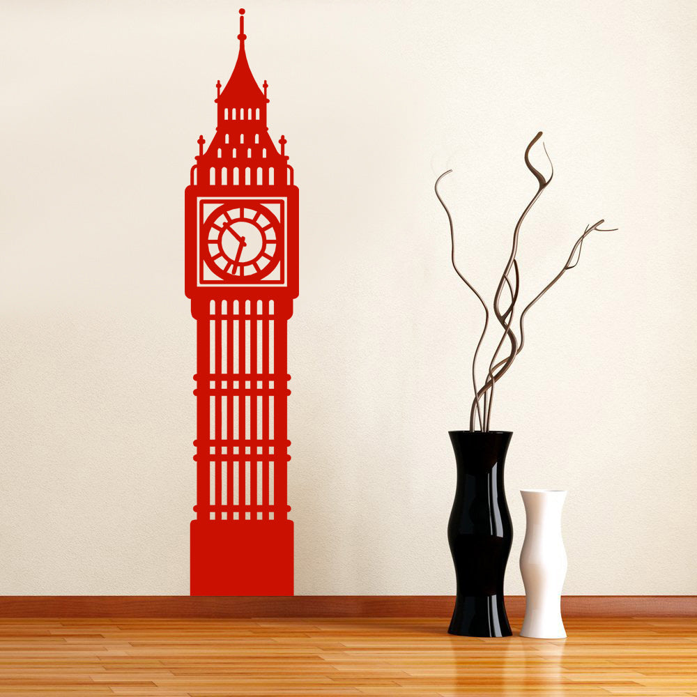 Clock Building Wall Sticker Decal Stencil Silhouette ST57