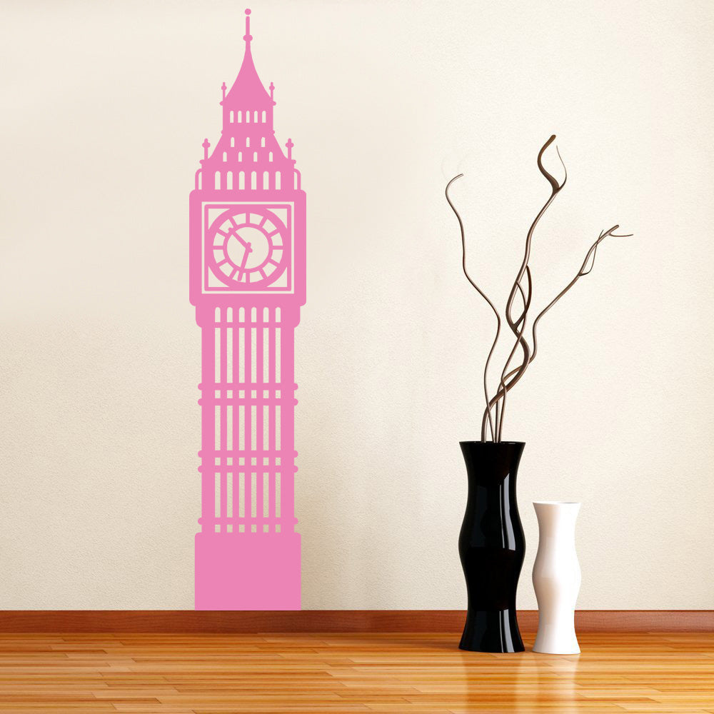 Clock Building Wall Sticker Decal Stencil Silhouette ST57