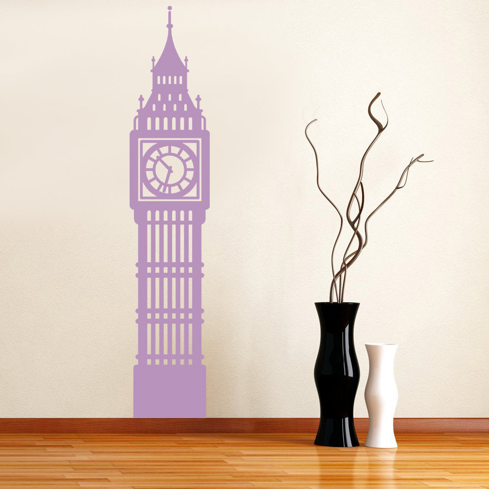 Clock Building Wall Sticker Decal Stencil Silhouette ST57