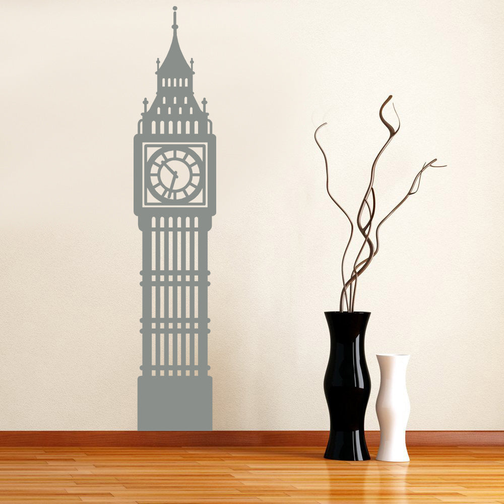 Clock Building Wall Sticker Decal Stencil Silhouette ST57