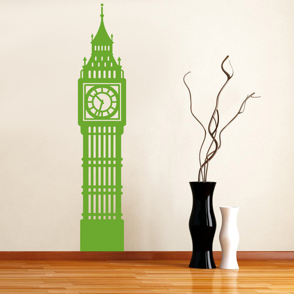 Clock Building Wall Sticker Decal Stencil Silhouette ST57